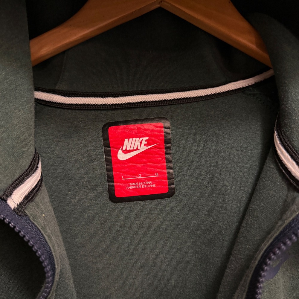 Nike Tech Zip Up Hoodie Mens Large Green Fleece Sportswear Jacket Basketball - Picture 5 of 8